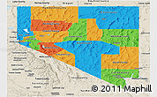 Political Panoramic Map of Nevada, shaded relief outside