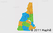 Political 3D Map of New Hampshire, cropped outside