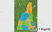 Political 3D Map of New Hampshire, satellite outside