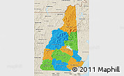 Political 3D Map of New Hampshire, shaded relief outside