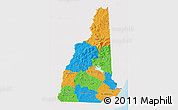 Political 3D Map of New Hampshire, single color outside