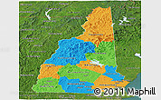 Political Panoramic Map of New Hampshire, satellite outside