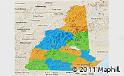 Political Panoramic Map of New Hampshire, shaded relief outside