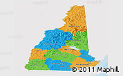 Political Panoramic Map of New Hampshire, single color outside