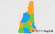 Political Simple Map of New Hampshire, cropped outside