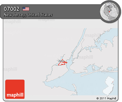 Silver Style 3D Map of ZIP Code 07002, single color outside