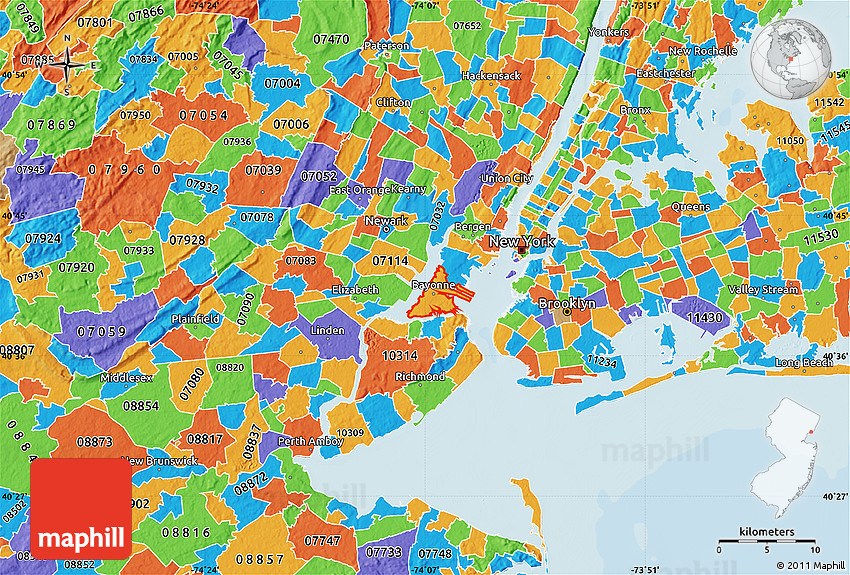 Political Map of ZIP Code 07002
