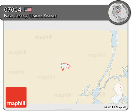 Classic Style 3D Map of ZIP Code 07004, single color outside