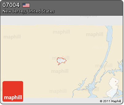 Classic Style 3D Map of ZIP Code 07004, single color outside