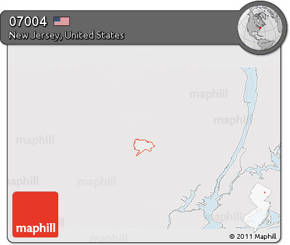 Silver Style 3D Map of ZIP Code 07004, single color outside