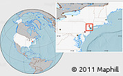 Gray Location Map of ZIP code 07004, highlighted country, highlighted county, hill shading