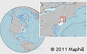 Gray Location Map of ZIP code 07011, highlighted state, hill shading