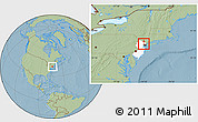 Savanna Style Location Map of ZIP code 07013, highlighted state, hill shading