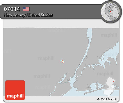 Gray 3D Map of ZIP Code 07014, single color outside