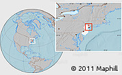 Gray Location Map of ZIP code 07014, highlighted state, hill shading