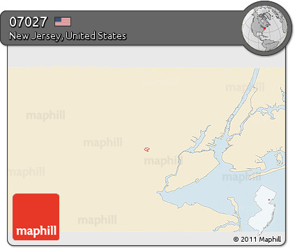 Classic Style 3D Map of ZIP Code 07027, single color outside