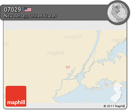Classic Style 3D Map of ZIP Code 07029, single color outside