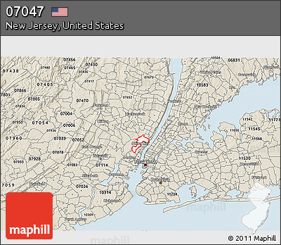 Classic Style 3D Map of ZIP Code 07047