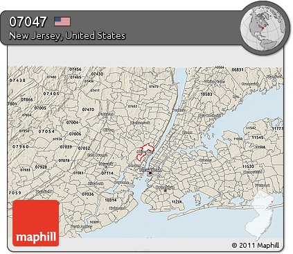 Classic Style 3D Map of ZIP Code 07047