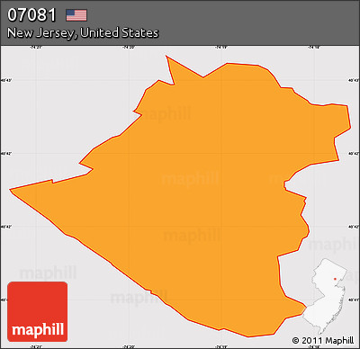 Political Simple Map of ZIP Code 07081, cropped outside
