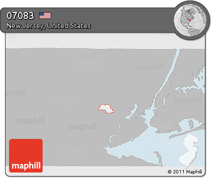 Gray 3D Map of ZIP Code 07083, single color outside