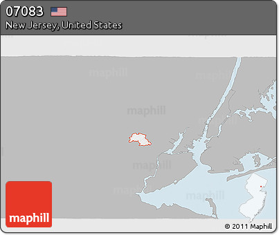 Gray 3D Map of ZIP Code 07083, single color outside