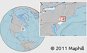 Gray Location Map of ZIP code 07086, highlighted state, hill shading