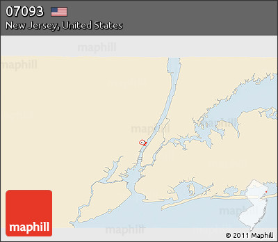 Classic Style 3D Map of ZIP Code 07093, single color outside