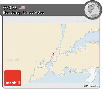 Classic Style 3D Map of ZIP Code 07093, single color outside