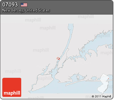 Silver Style 3D Map of ZIP Code 07093, single color outside