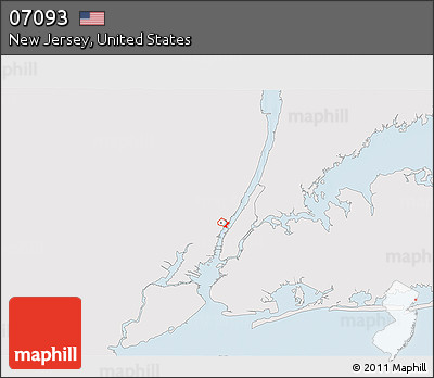 Silver Style 3D Map of ZIP Code 07093, single color outside
