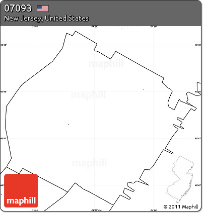 Blank Simple Map of ZIP Code 07093, no labels