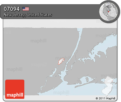 Gray 3D Map of ZIP Code 07094, single color outside