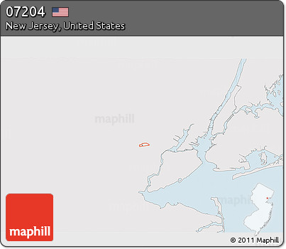 Silver Style 3D Map of ZIP Code 07204, single color outside
