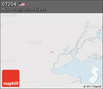 Silver Style 3D Map of ZIP Code 07204, single color outside