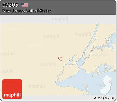 Classic Style 3D Map of ZIP Code 07205, single color outside