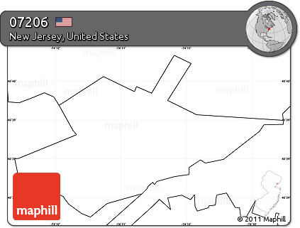 Blank Simple Map of ZIP Code 07206, no labels