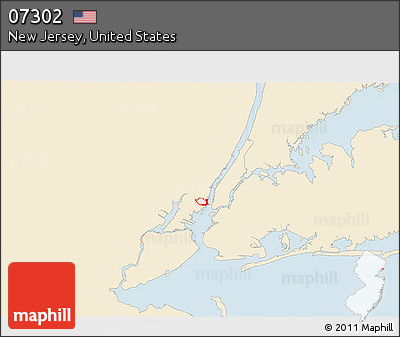 Classic Style 3D Map of ZIP Code 07302, single color outside