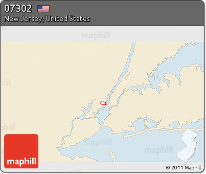 Classic Style 3D Map of ZIP Code 07302, single color outside