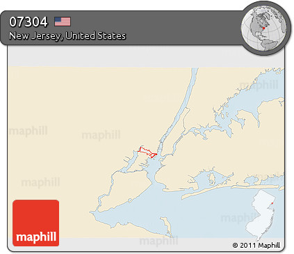 Classic Style 3D Map of ZIP Code 07304, single color outside