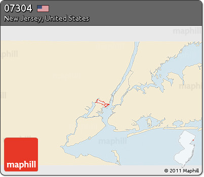 Classic Style 3D Map of ZIP Code 07304, single color outside