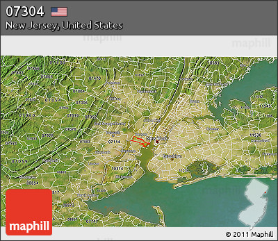 Satellite 3D Map of ZIP Code 07304