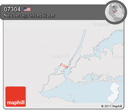 Silver Style 3D Map of ZIP Code 07304, single color outside