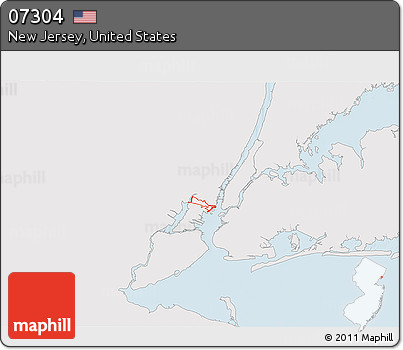 Silver Style 3D Map of ZIP Code 07304, single color outside