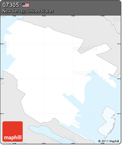 Silver Style Simple Map of ZIP Code 07305