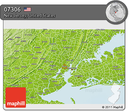 Physical 3D Map of ZIP Code 07306