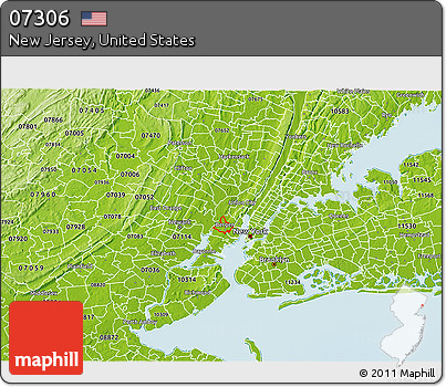 Physical 3D Map of ZIP Code 07306