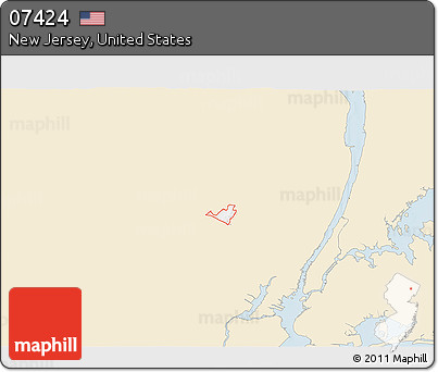 Classic Style 3D Map of ZIP Code 07424, single color outside