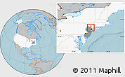 Gray Location Map of ZIP code 07430, highlighted country, highlighted state, hill shading