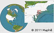 Satellite Location Map of ZIP code 07432, highlighted country, highlighted state